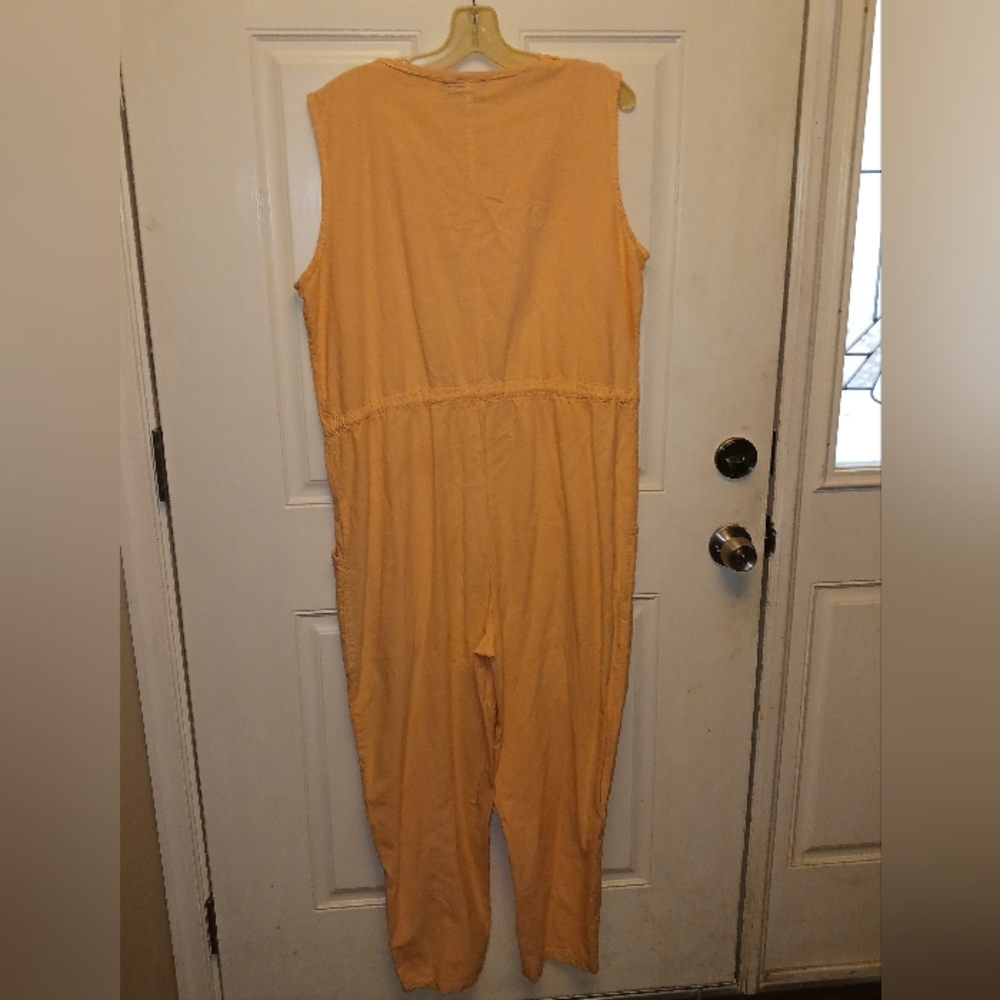 Vtg 80s Peach Cotton Oversized Festival Jumpsuit w/ Appliqué Patches – Size M - Picture 11 of 17